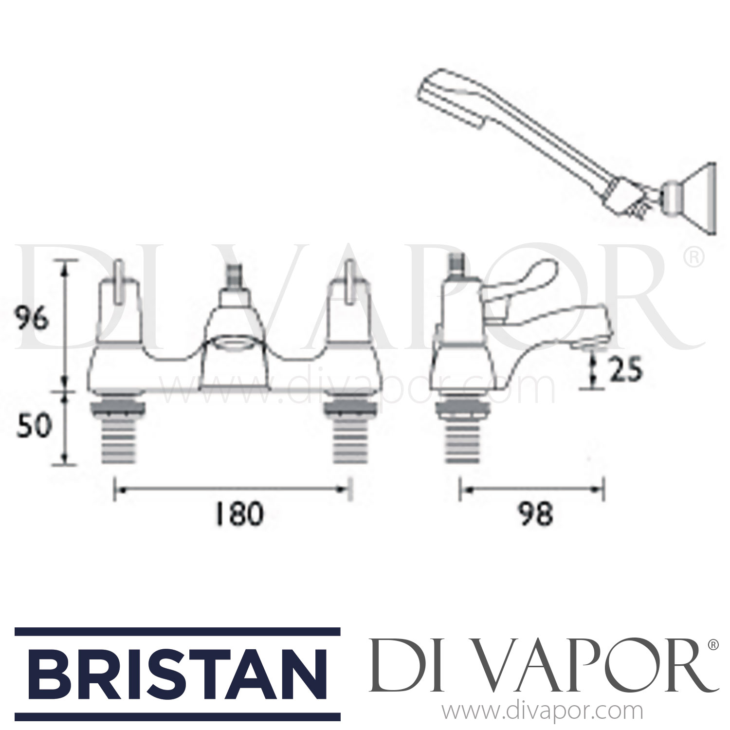Bristan VAL BSM E8 C CD Lever Bath Shower Mixer with 3 Inch (76mm